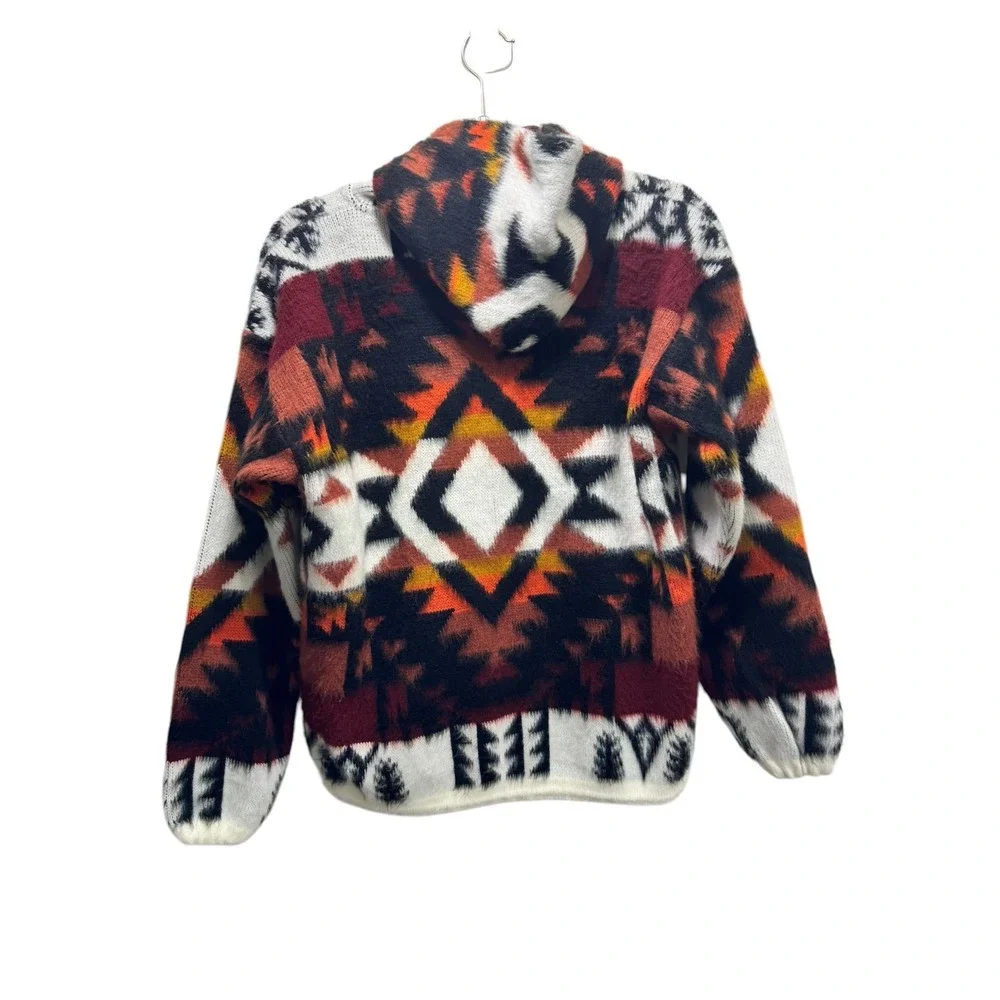 Tejidos Reminahui Native‎ Tribal Cabincore Sweater Hoodie Cardigan M Multicolor